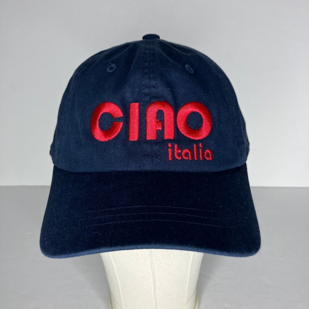 Universal Thread Hat Adjustable Navy Blue Red Embroidered Ciao Italia